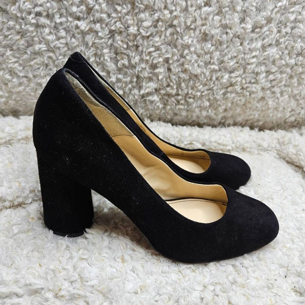Isola Eleni Black Suede Block Heel Pumps sz 8.5